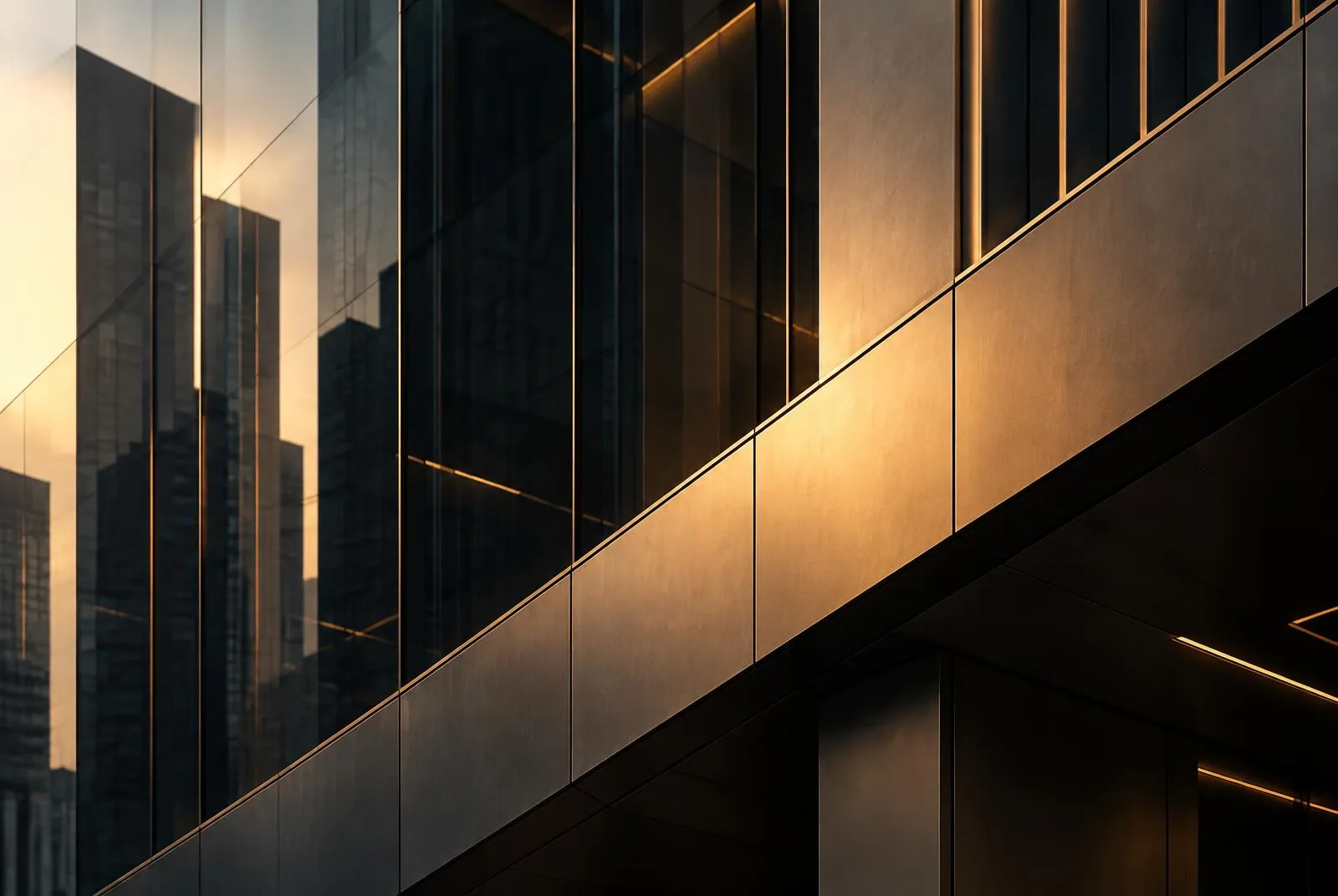 Graphite and amber architecture representing clear Maven trading conditions